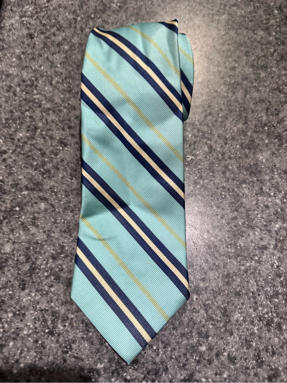 Southern Proper Aqua, Navy & Cream Diagonal Stripe Tie